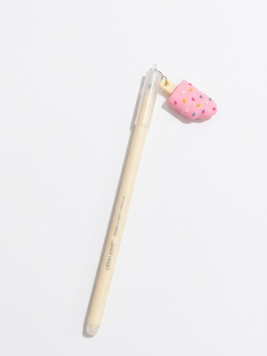 CANETA GEL APAGAVEL 0.5MM COM PINGENTE PICOLE LEO E LEO