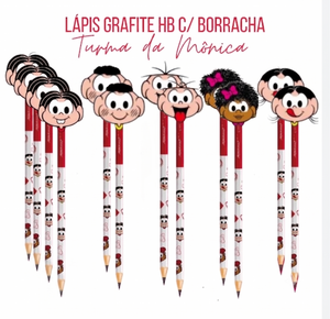 LAPIS GRAFITE N2 HB TURMA DA MONICA COM BORRACHA LYKE KIDS