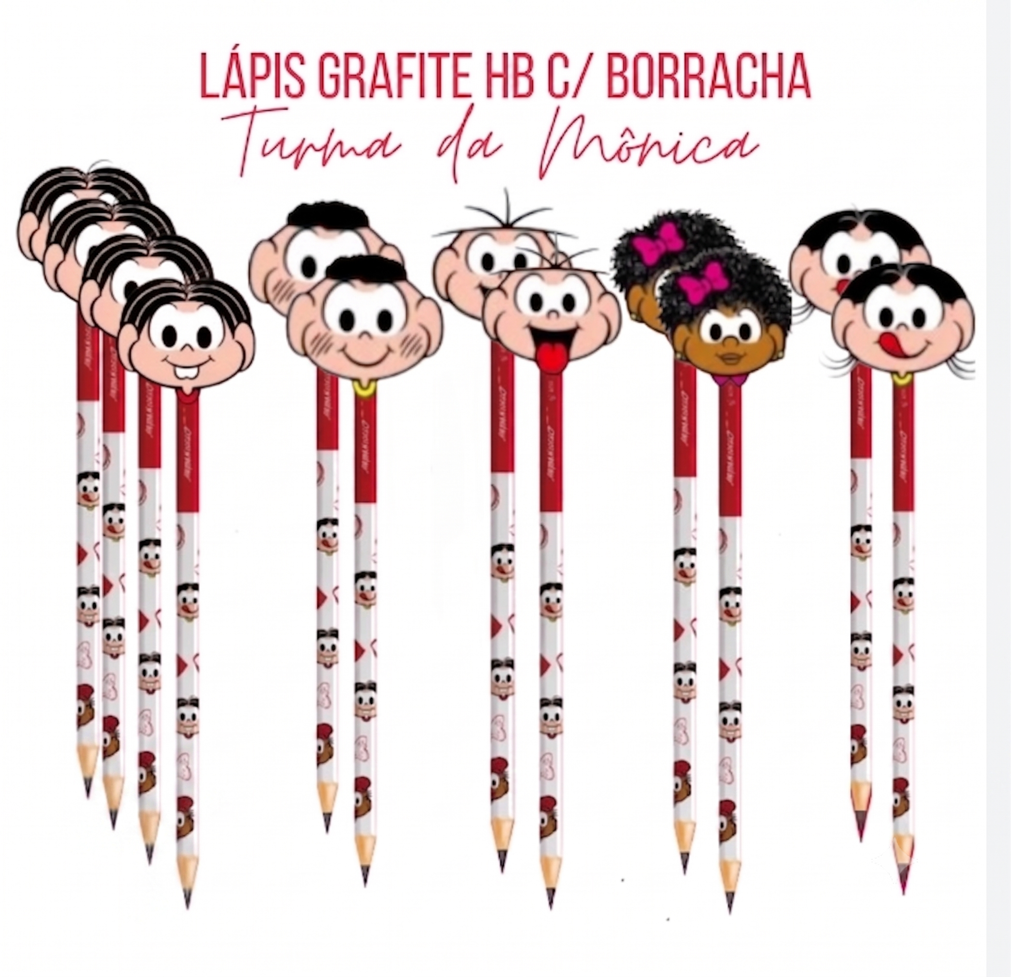 LAPIS GRAFITE N2 HB TURMA DA MONICA COM BORRACHA LYKE KIDS