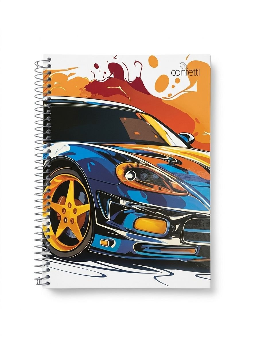 CADERNO UNIV 1M  CARROS CONFETTI 80 FLS
