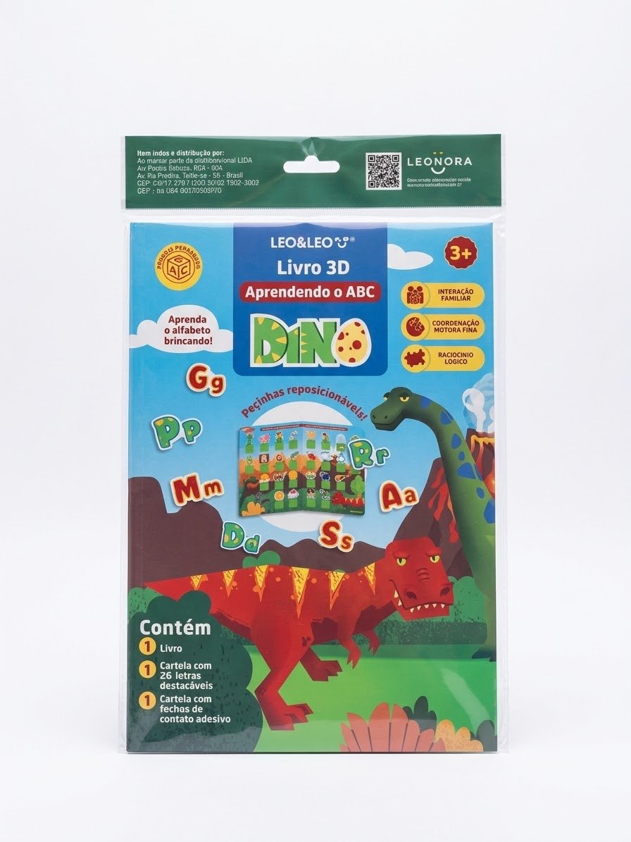LIVRO 3D APRENDENDO O ABECEDARIO DINO LEO E LEO