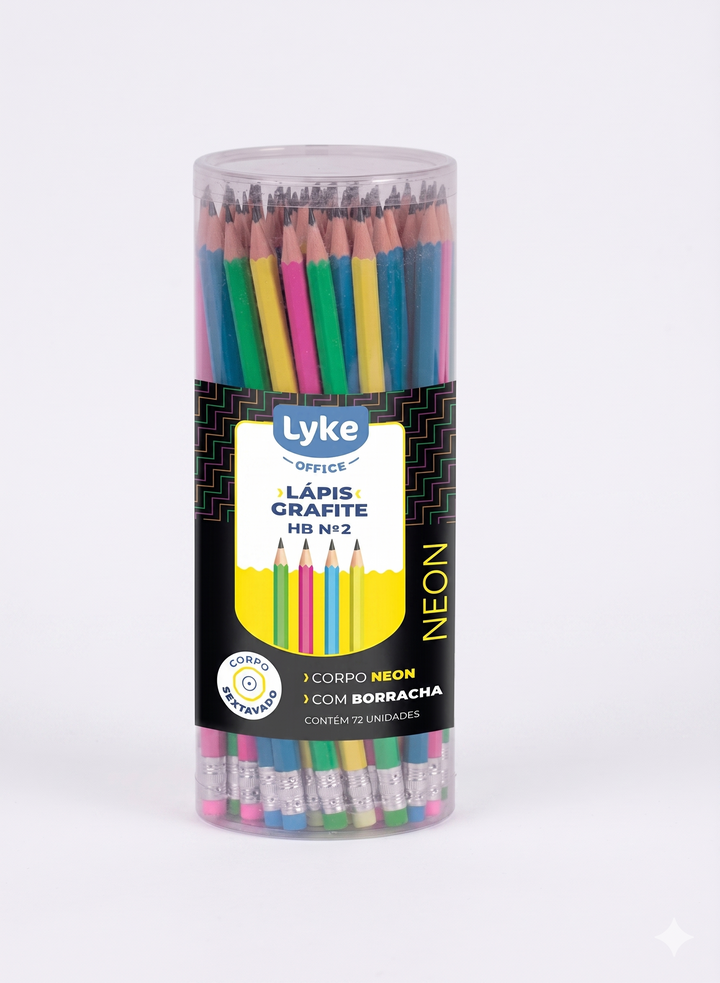 LAPIS GRAFITE N2 HB SEXTAVADO NEON LYKE UNIDADE