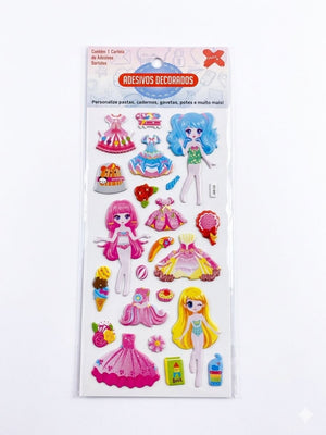 CARTELA ADESIVOS 3D PRINCESA KIDS MAKE MAIS