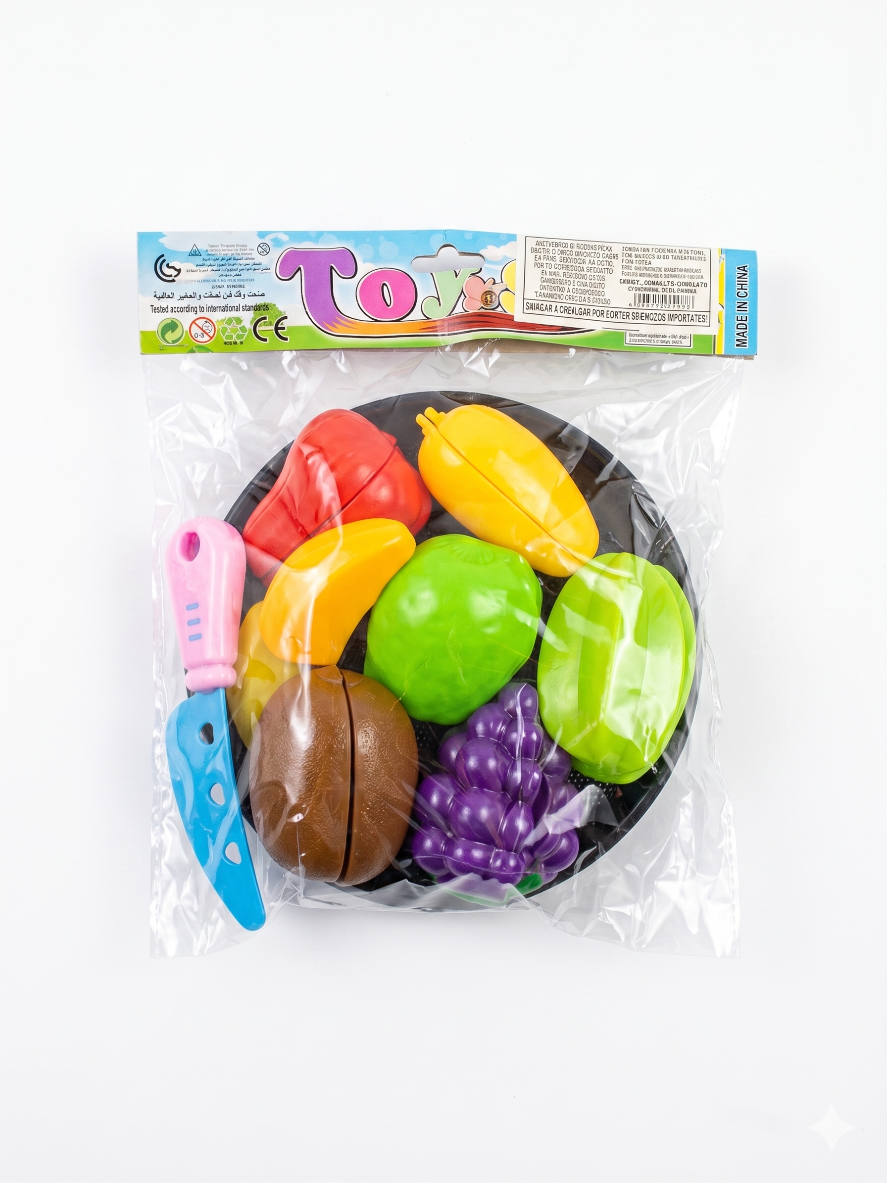 KIT FRUTAS VELCRO COM BANDEJA E FACA AMA TOYS 0738 