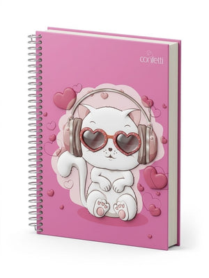 CADERNO 10 MATERIAS CATS CONFETTI 160 FLS