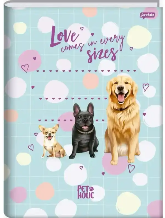 CADERNO BROCHURA GRANDE PET HOLIC JANDAIA 80 FLS