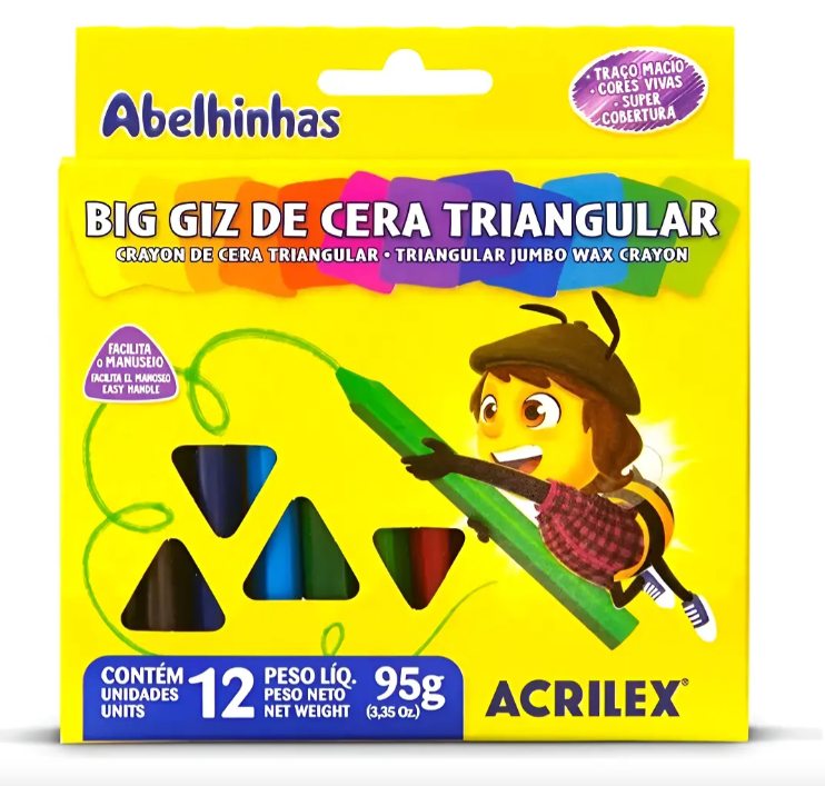 GIZ CERA TRIANGULAR  12 CORES ACRILEX 5249