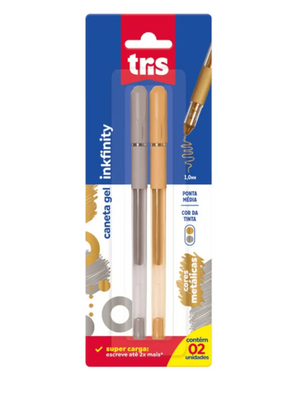 CANETA BLISTER GEL 1.0 MEDIA INKFINITY COM 02 UND TRIS 3430
