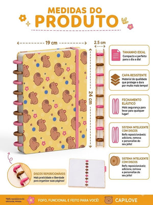 CADERNO DISCO COLEGIAL CAPIVARA 80 FLS SKYPAPER CP2001