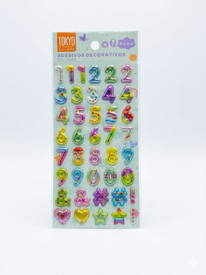 CARTELA ADESIVOS 3D LETRAS E NUMEROS TOKYO COLOR 