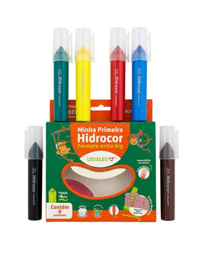 MINHA PRIMEIRA HIDROCOR EXTRA BIG 6 CORES LEO E LEO
