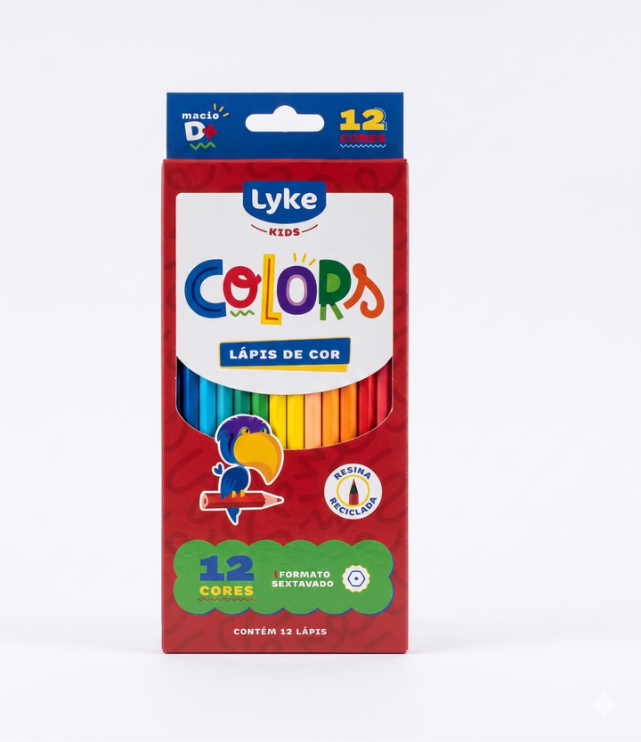 LAPIS COR SEXTAVADO RESINA 12 CORES LYKE