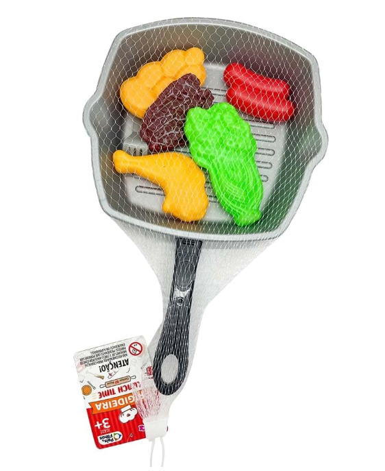 BRINQUEDO EDUCATIVO KIT COMIDINHAS E FRIGIDEIRA 07 PEÇAS PAIS E FILHOS