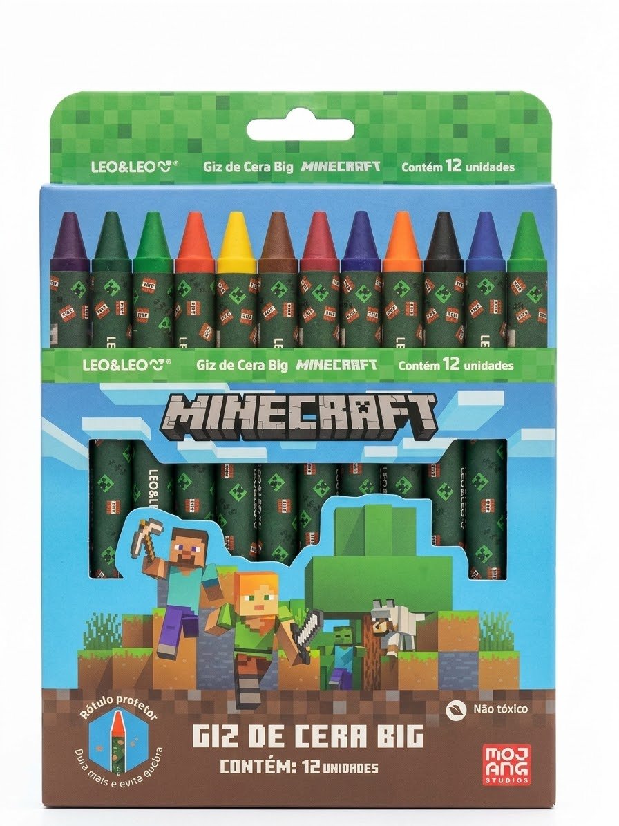 GIZ CERA BIG REVESTIDO MINECREAFT 12 CORES LEO E LEO