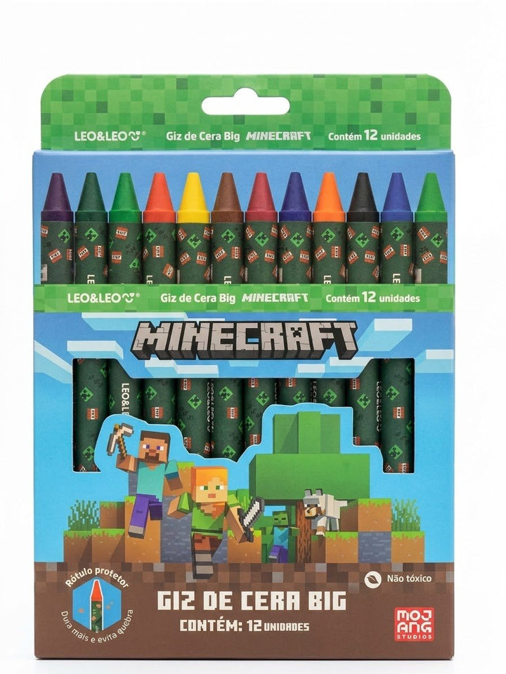 GIZ CERA BIG REVESTIDO MINECREAFT 12 CORES LEO E LEO