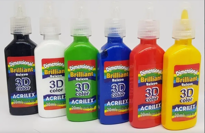 TINTA DIMENSIONAL 3D RELEVO BRILLIANT 6 CORES