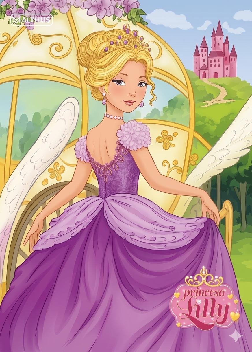CADERNO BROCHURA GRANDE PRINCESA LILLY CONFETTI 80 FLS