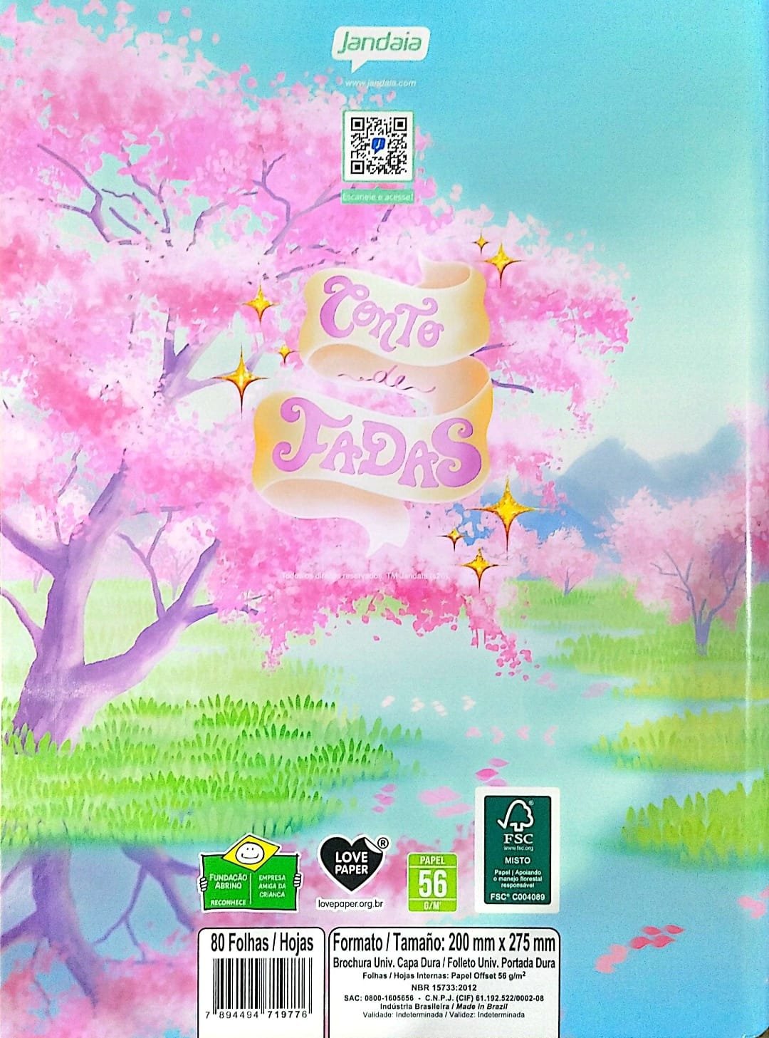 CADERNO BROCHURA GRANDE CONTO FADA JANDAIA80FLS