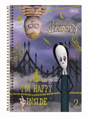 CADERNO 1M ESPIRAL FAMILIA ADDAMS 80 FLS TILIBRA