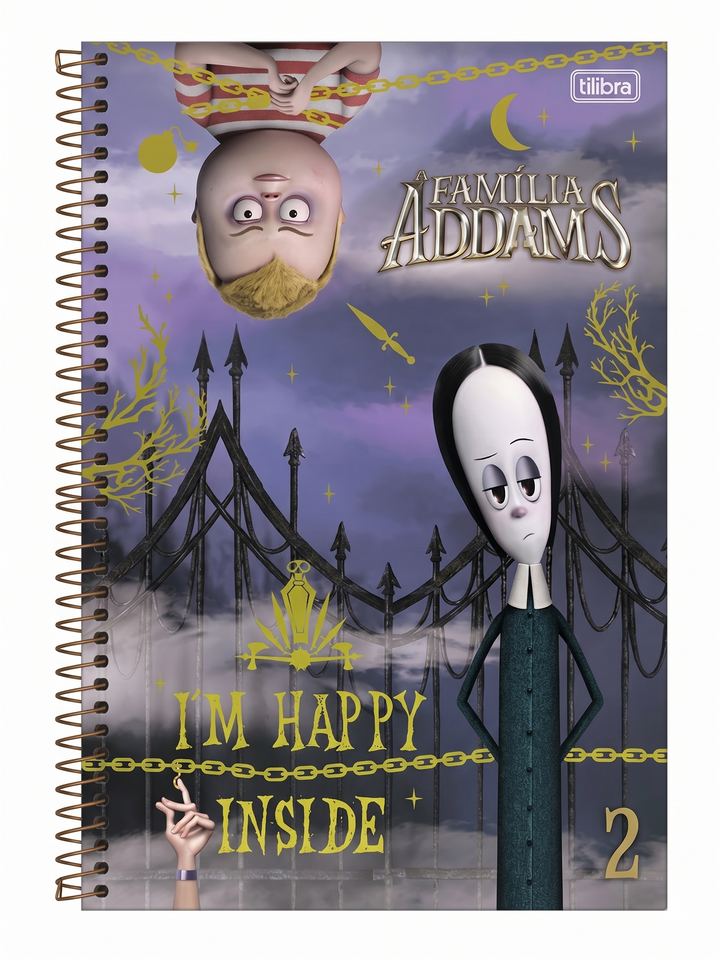 CADERNO 1M ESPIRAL FAMILIA ADDAMS 80 FLS TILIBRA