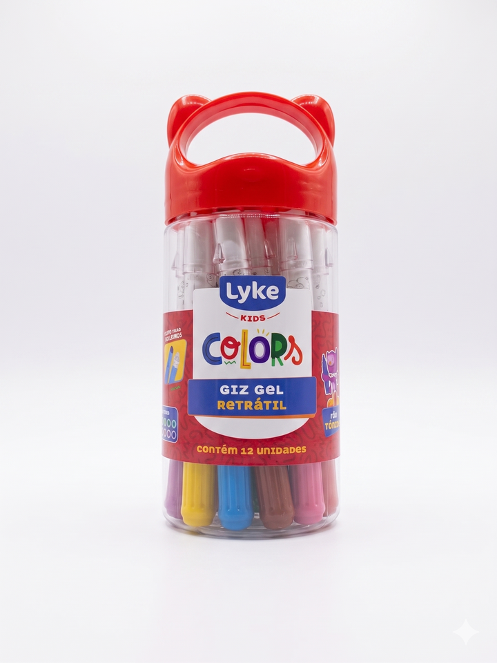 GIZ RETRATIL COLOR GEL TUBO 12 UND COM PINCEL LYKE
