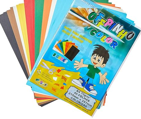 PAPEL CRIATIVO COLOR A4 8 CORES 75G 45 FLS