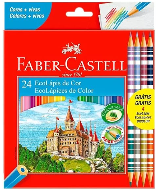 LAPIS COR FABER CASTELL ECO 24 CORES E 4 BICOLORES
