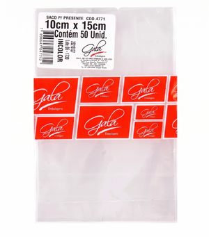 	 SACO EMBALAGEM INCOLOR 10X15 50 UND GALA