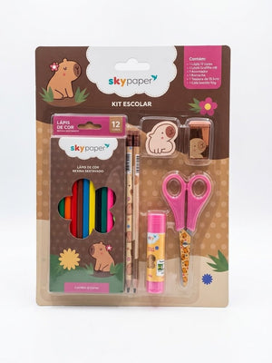 KIT ESCOLAR CAPIVARA 7 PEÇAS SKYPAPER SK1207