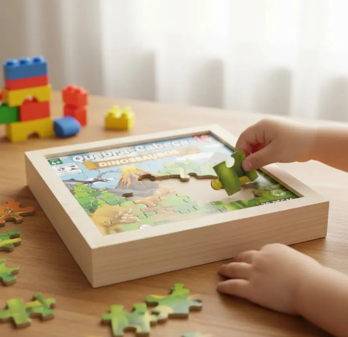 BRINQUEDO EDUCATIVO QUEBRA CABEÇA DINOSSAURO 30 PEÇAS COLUNA
