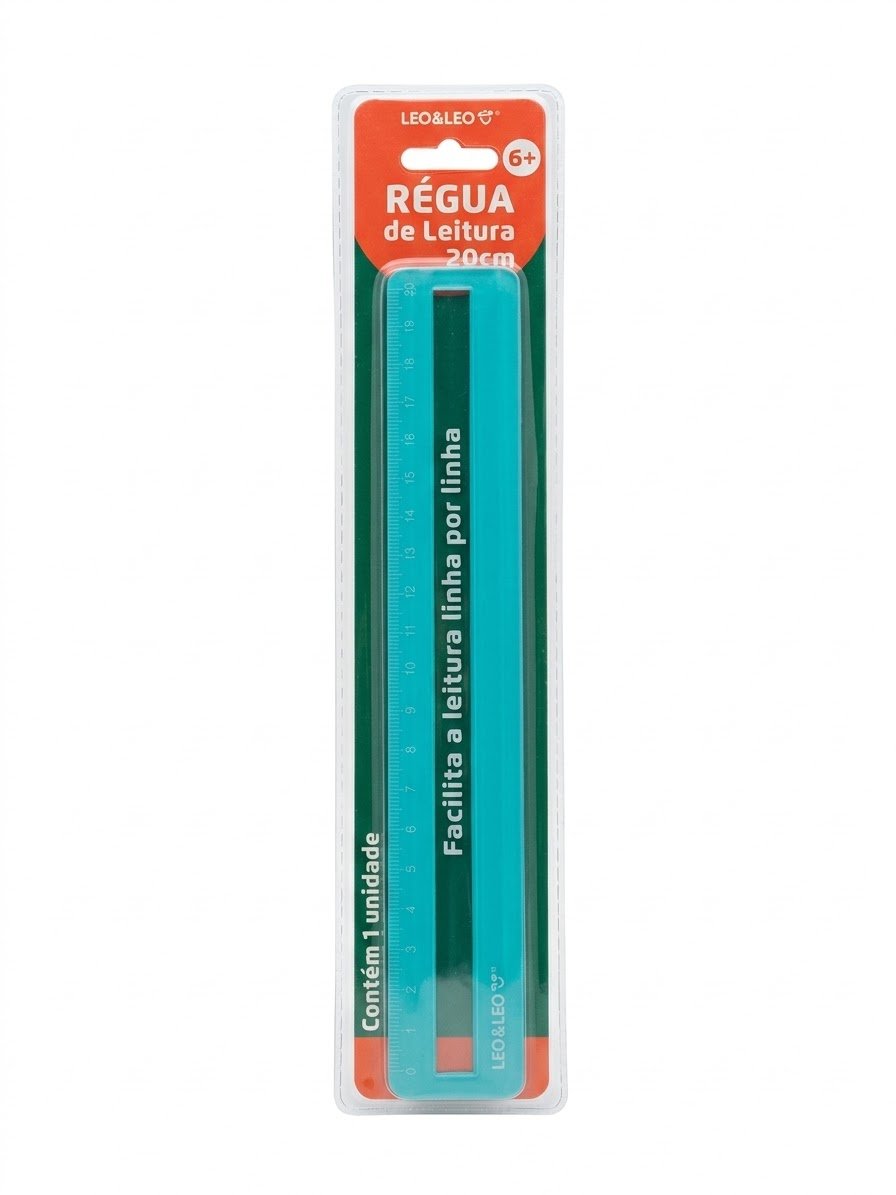 REGUA PLASTICA GUIA LEITURA 20CM LEO E LEO