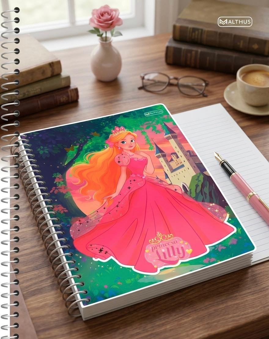 CADERNO UNIV 1 M PRINCESA LILLY 80 FLS 