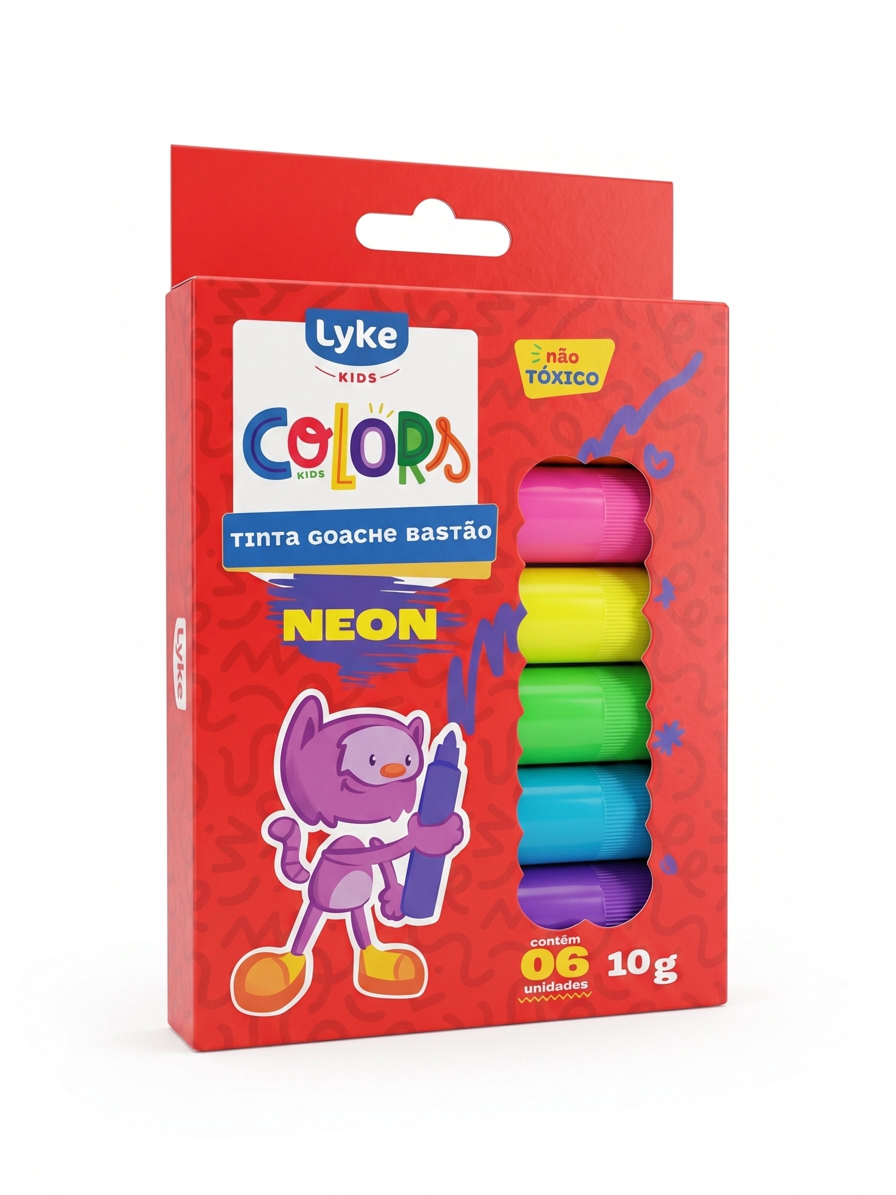 TINTA GUACHE BASTÃO 6 CORES PASTEL LYKE