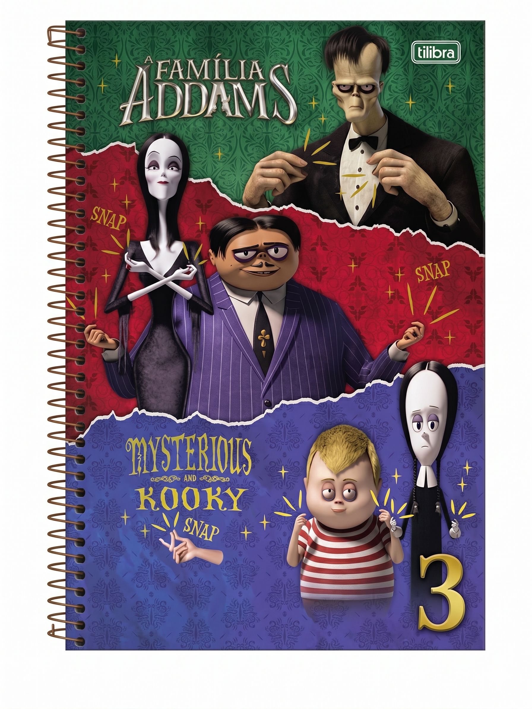 CADERNO 1M ESPIRAL FAMILIA ADDAMS 80 FLS TILIBRA