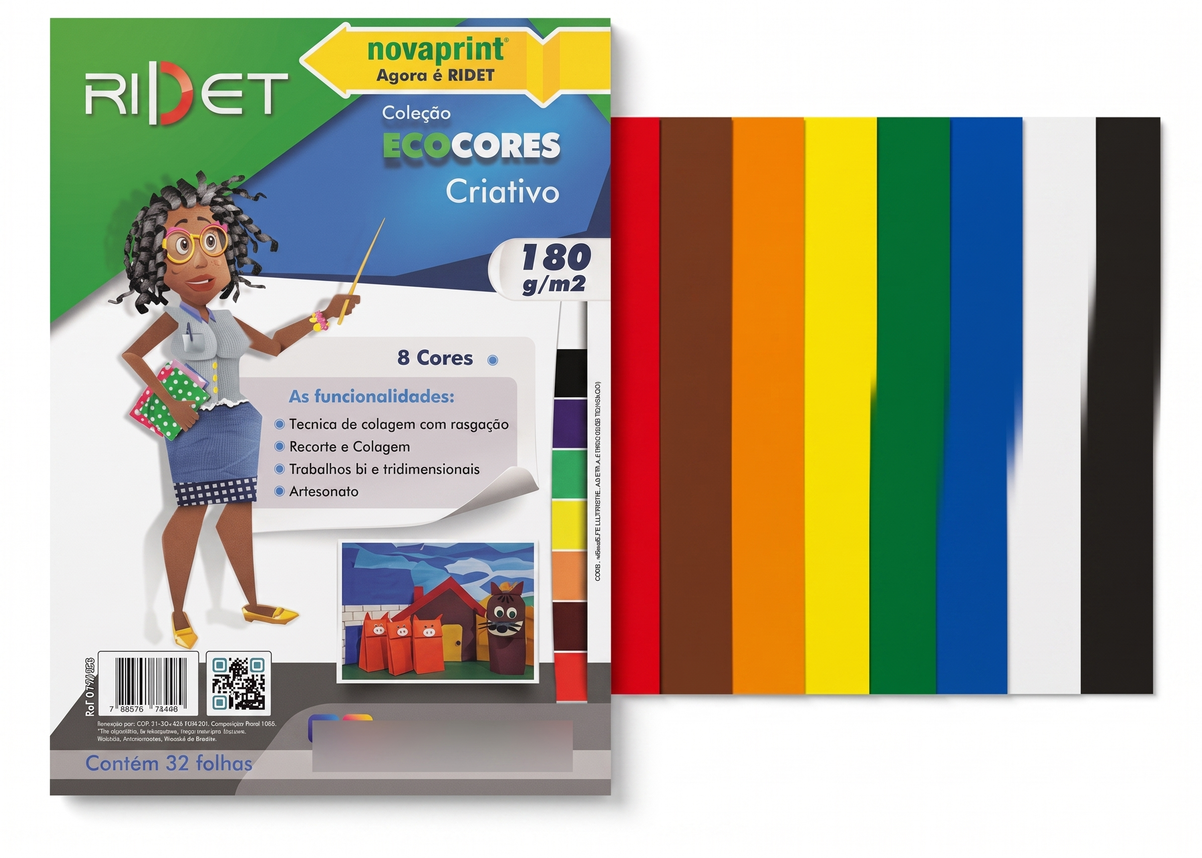 PAPEL ECOCORES CRIATIVO A4 180G 32 FLS RIDET 64409