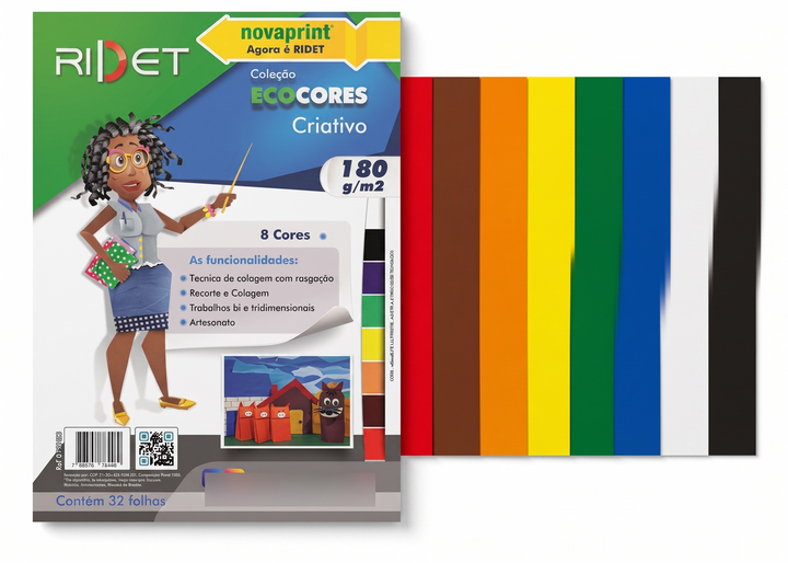 PAPEL ECOCORES CRIATIVO A4 180G 32 FLS RIDET 64409