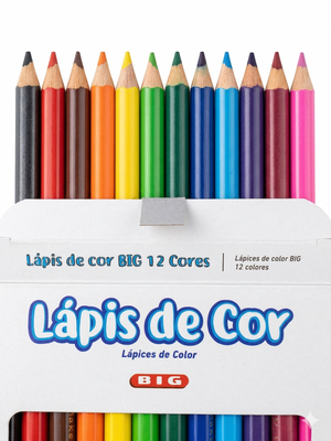 LAPIS COR TRIANGULAR BIG 12 CORES COM APONTADOR MAKE MAIS REF 10012