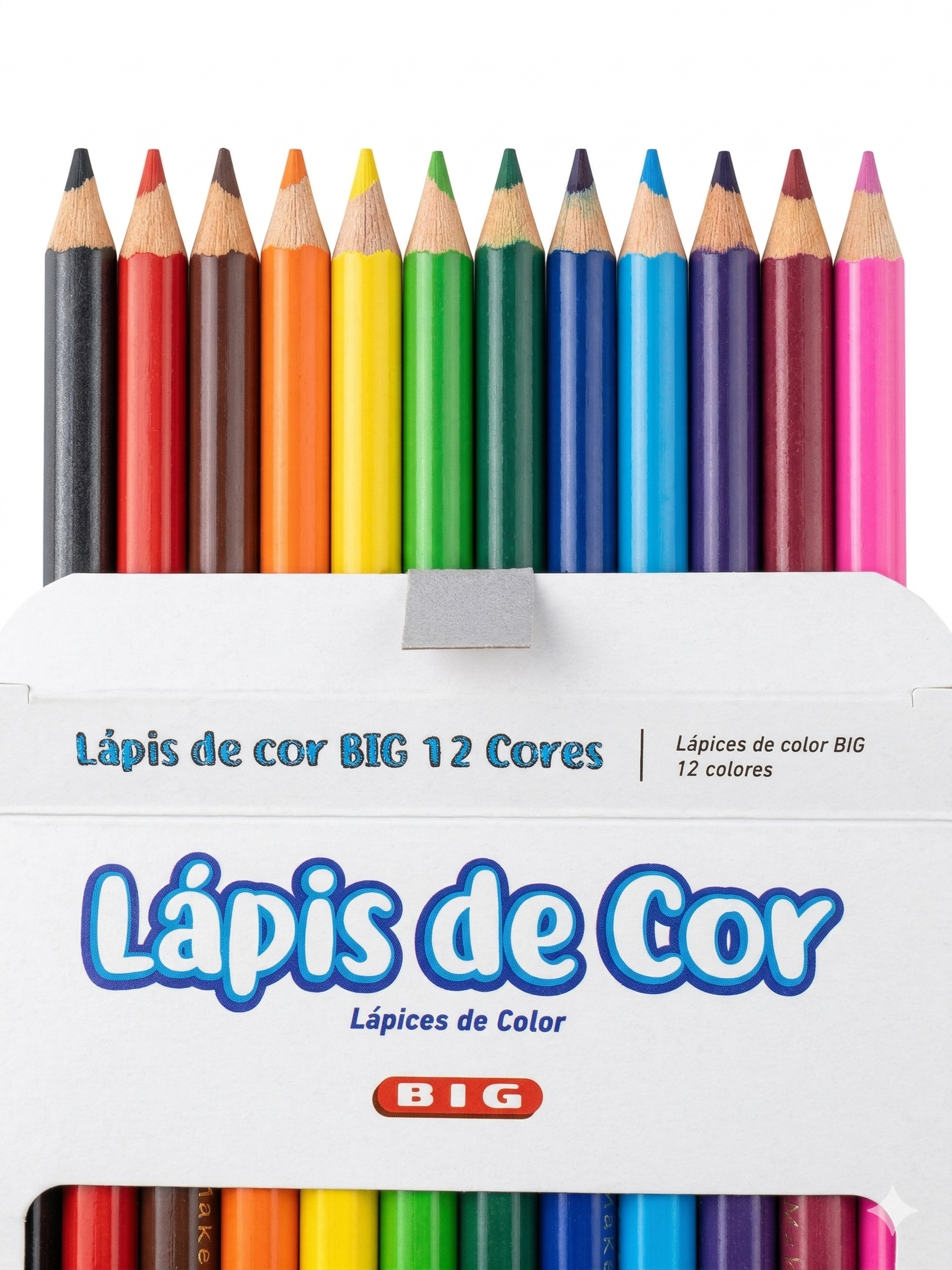 LAPIS COR TRIANGULAR BIG 12 CORES COM APONTADOR MAKE MAIS REF 10012