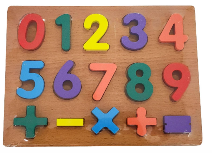 BRINQUEDO EDUCATIVO NUMEROS E SINAIS MADEIRA 16 PEÇAS PAIS E FILHOS