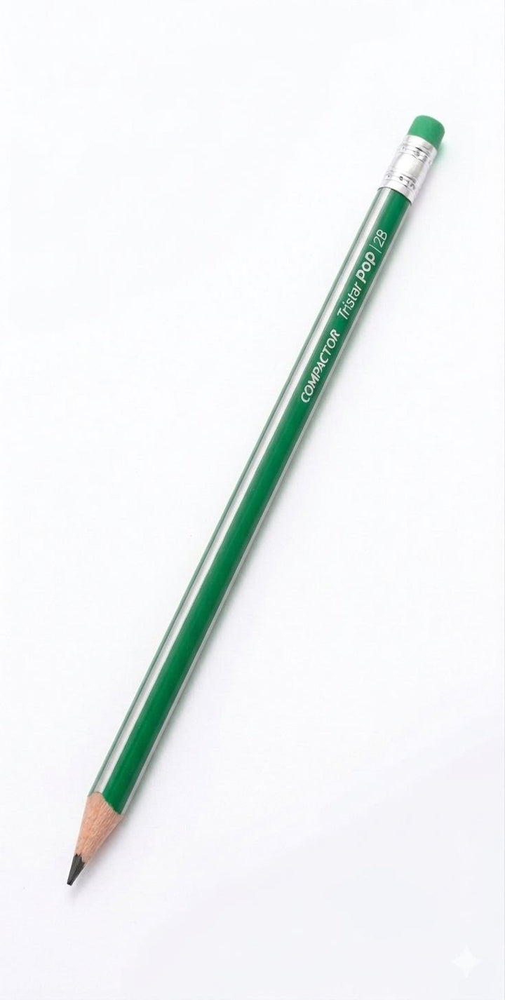 LAPIS 2B TRIANGULAR COM BORRACHA COMPACTOR TRISTAR POP