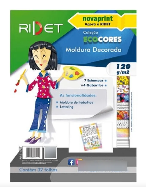 PAPEL MOLDURA DECORADA ECOCORES 7 ESTAMPAS A4 120G 32 FLS RIDET