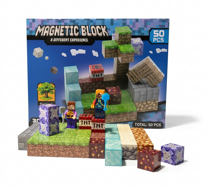 BRINQUEDO EDUCATIVO BLOCOS DE MONTAR MAGNETICOS MAGNETIC BLOCK 50PÇS