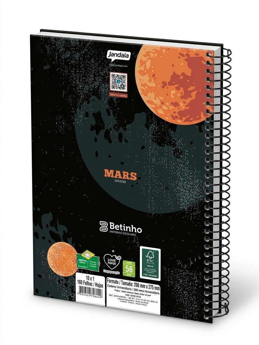CADERNO 10M MARS ESPEDITION JANDAIA 160 FLS