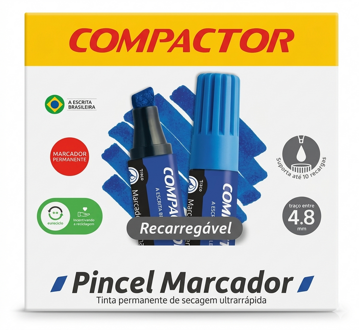 PINCEL MARCADOR PERMANENTE RECARREGAVEL COMPACTOR UND