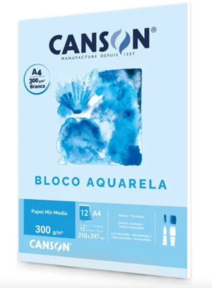 PAPEL CANSON AQUARELA 12 FLS A4 300G BLOCO