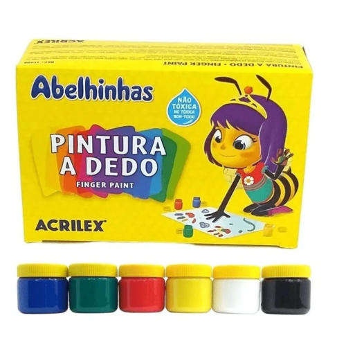 PINTURA A DEDO 6 CORES 15ml CADA ACRILEX  28958