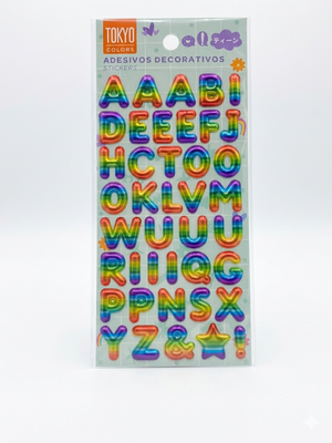 CARTELA ADESIVOS 3D LETRAS E NUMEROS TOKYO COLOR 