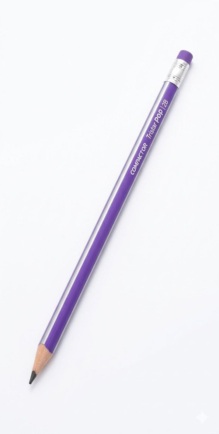 LAPIS 2B TRIANGULAR COM BORRACHA COMPACTOR TRISTAR POP