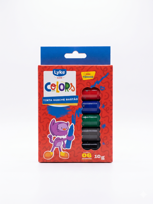 TINTA GUACHE BASTÃO 6 CORES PASTEL LYKE