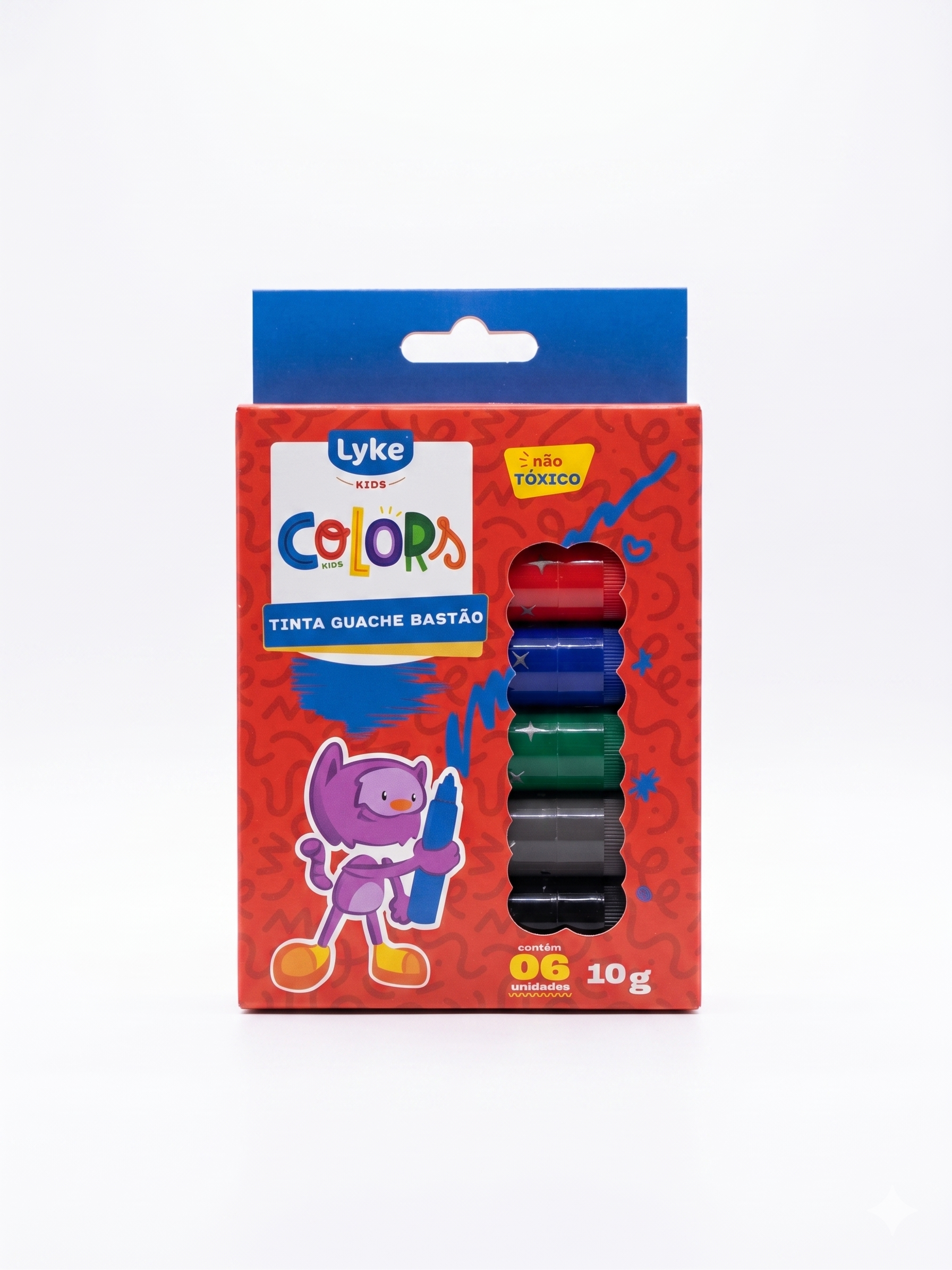 TINTA GUACHE BASTÃO 6 CORES PASTEL LYKE